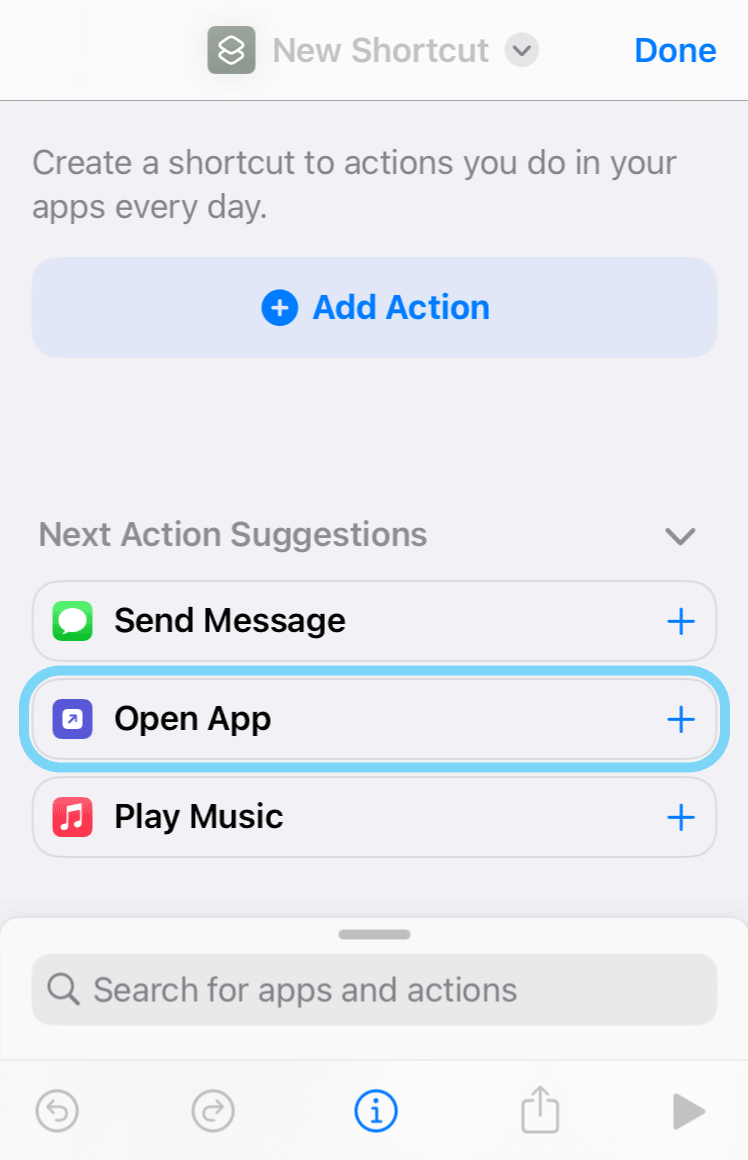 Add 'Open App' action