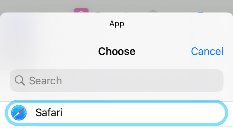 Choose Safari app